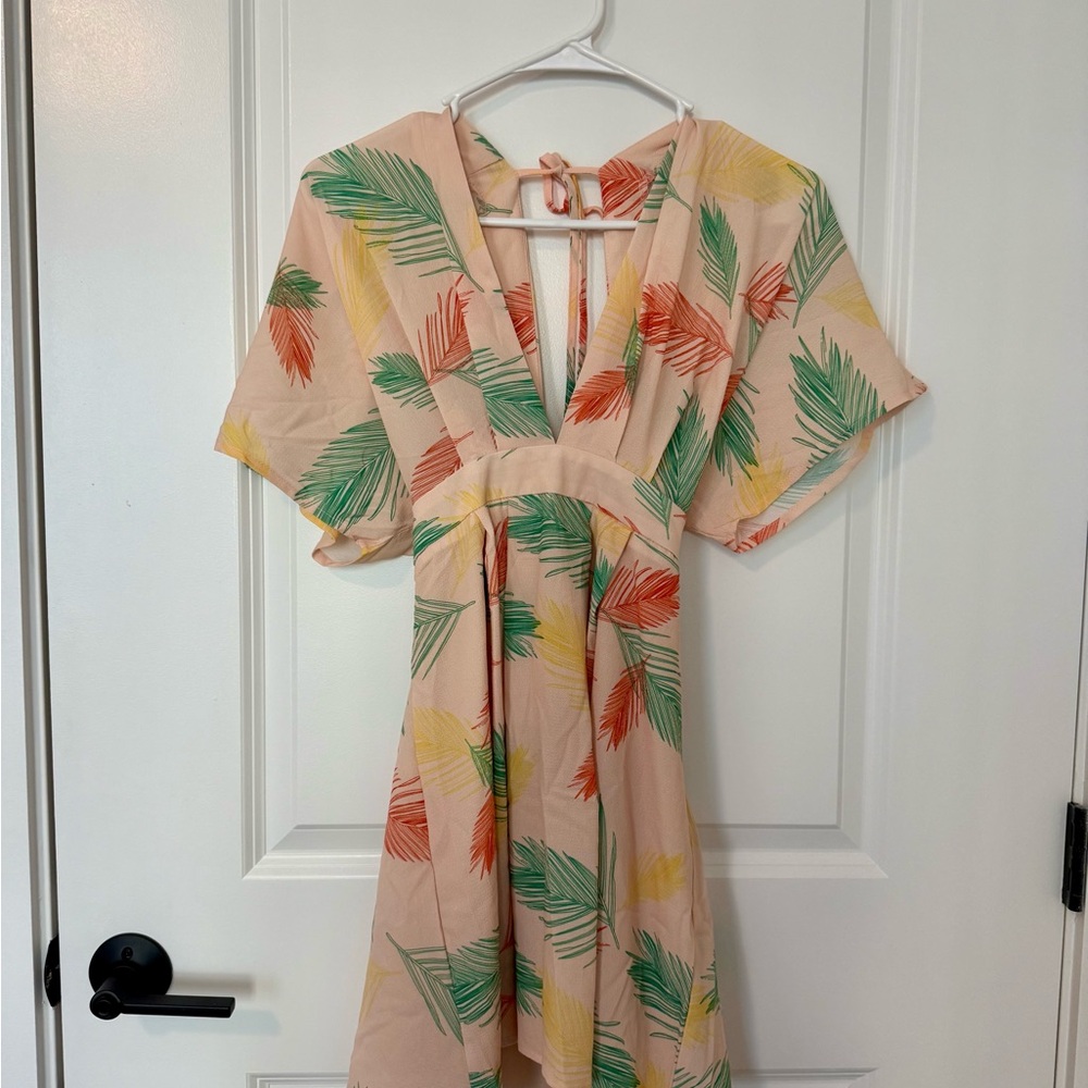 Tropical Print V-Neck Dress